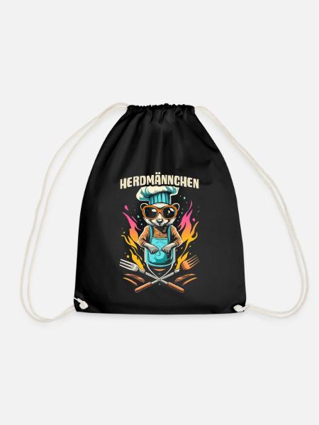 Herdmännchen Koch T-Shirt – Spaß in der Küche - Turnbeutel - Schwarz