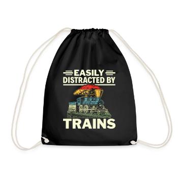 Easily Distracted by Trains - Train Driver - Drawstring Bag - black - Front