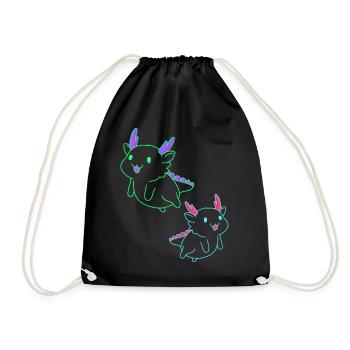 Axolotl Animals Kids Baby Retro Vintage - Drawstring Bag - black - Front