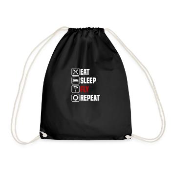 Eat, sleep, paraglide, fly, repeat - Drawstring Bag - black - Front