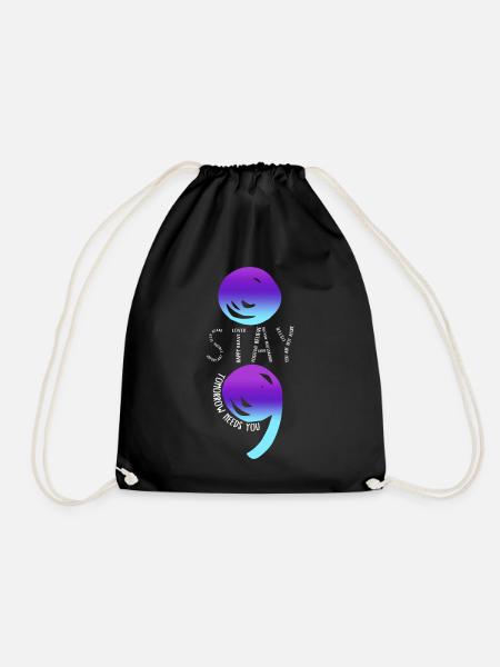 Aufklärungsshirt zur Suizidprävention, Stay Tomorrow - Turnbeutel - Schwarz