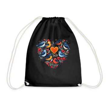 Birds Heart Shape Birdwatching Birding Birder - Turnbeutel - Schwarz - Vorne