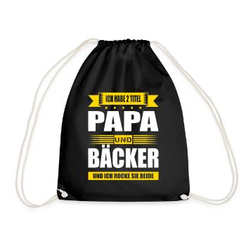 Zwei Titel Papa Und Bäcker Konditor Zuckerbäcker - Turnbeutel - Schwarz - Vorne
