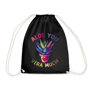 Aloe You Succulent Plant Gardening Gardener - Drawstring Bag - black - Front