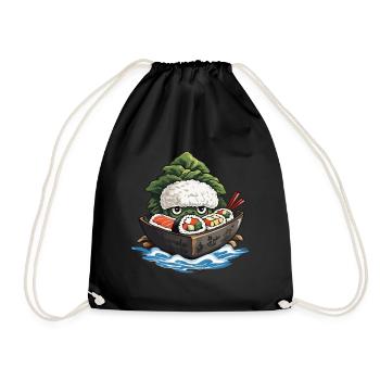 Sushi Yokai Japan Anime Streetwear Food Design - Drawstring Bag - black - Front