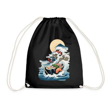 Japan Sushi Ukiyo-E Welle Streetwear Food Design - Turnbeutel - Schwarz - Vorne