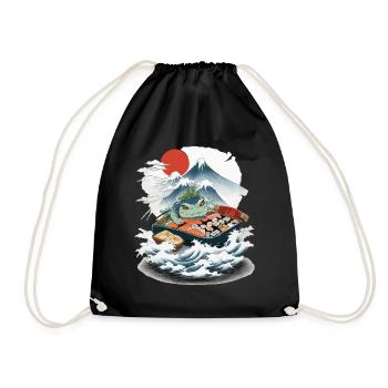 Ukiyo-E Japon Art Sushi Yokai Streetwear Design - Sac de sport léger - noir - Devant
