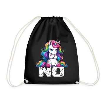 Unicorn Says No Office Colleague Funny - Drawstring Bag - black - Front