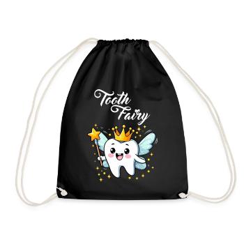 Tooth Fairy England America Milk Teeth Nursery - Drawstring Bag - black - Front