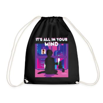 80's Retro Vaporwave Girl Aesthetic - Drawstring Bag - black - Front