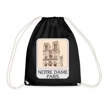 Paris Hemd, Notre Dame Paris T-Shirt, Geschenk für - Turnbeutel - Schwarz - Vorne