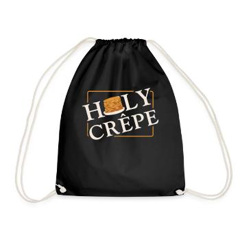 Pancake Lover Kids Pun Holy Crepe - Drawstring Bag - black - Front