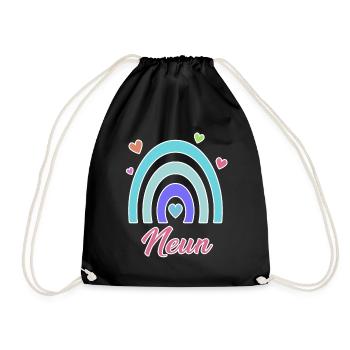 9. Geburtstag Regenbogen Vintage - Turnbeutel - Schwarz - Vorne