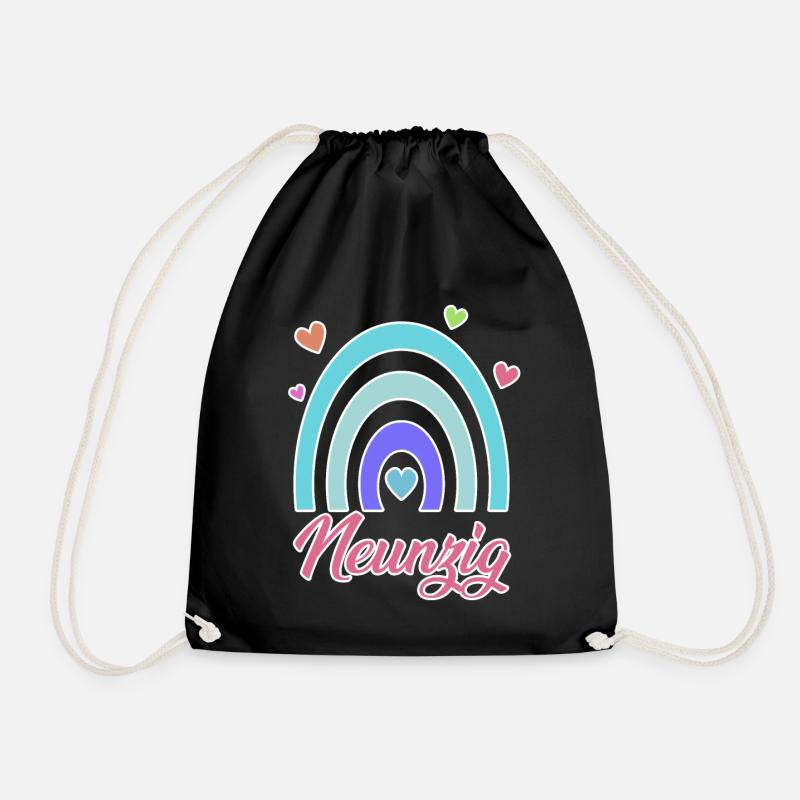 90. Geburtstag Regenbogen Vintage - Turnbeutel - Schwarz