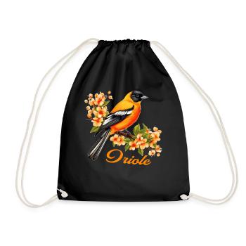 Oriole Bird Watching Vintage Floral Birding Birder - Turnbeutel - Schwarz - Vorne