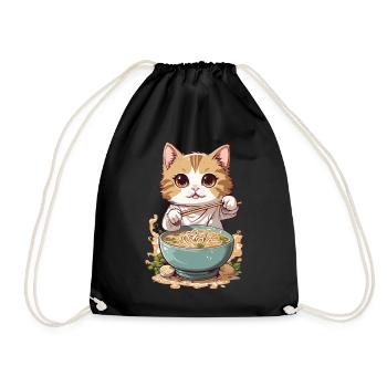 Le chat aime les ramen à la culture japonaise - Sac de sport léger - noir - Devant