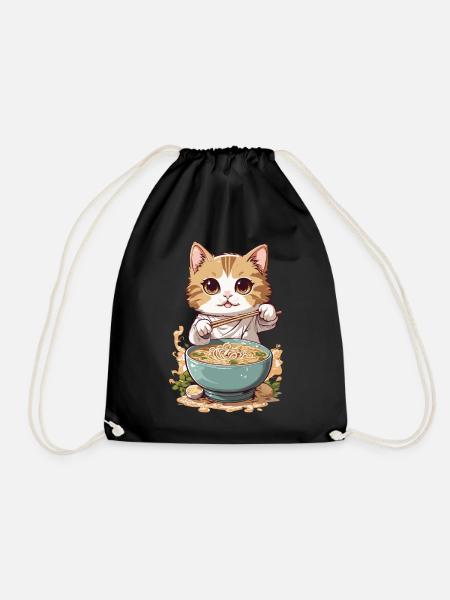 Katze Liebt Ramen Japanische Kultur Style - Turnbeutel - Schwarz