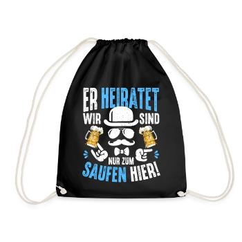 Junggesellenabschied T-Shirt Männer JGA Poltern - Turnbeutel - Schwarz - Vorne