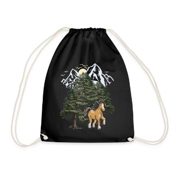 Mountains, Mountains, Horse, Black Forest, Tyrol, Alps - Drawstring Bag - black - Front