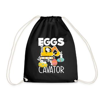 Easter Pun Excavator Easter Bunny - Drawstring Bag - black - Front