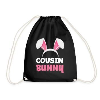 Cousin Bunny Easter Bunny Ears Easter - Drawstring Bag - black - Front