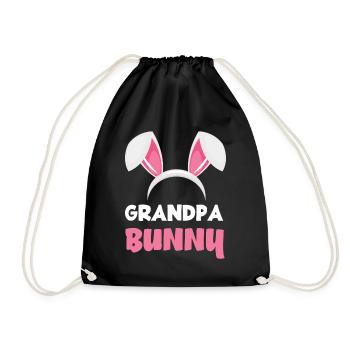 Grandpa Bunny Easter Bunny Ears Easter - Drawstring Bag - black - Front