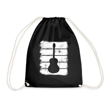Guitar Drawing - Drawstring Bag - black - Front