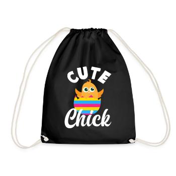 Easter Pun Excavator Easter Bunny - Drawstring Bag - black - Front