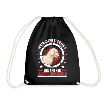 Girl and her Lagotto Romagnolo water dog - Drawstring Bag - black - Front
