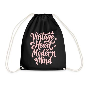 Vintage Heart Modern Mind Kawaii Groovy Retro Aest - Turnbeutel - Schwarz - Vorne