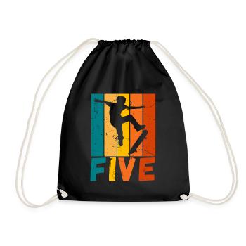 Skater Kids 5th Birthday Skateboard Boys - Drawstring Bag - black - Front