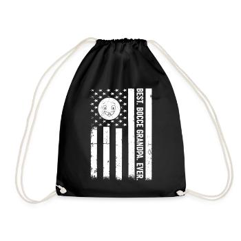 Best Bocce Grandpa Ever - Boccia Player US Flag - Drawstring Bag - black - Front
