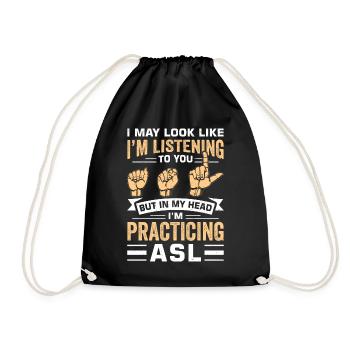Deaf-mute sign language - Drawstring Bag - black - Front