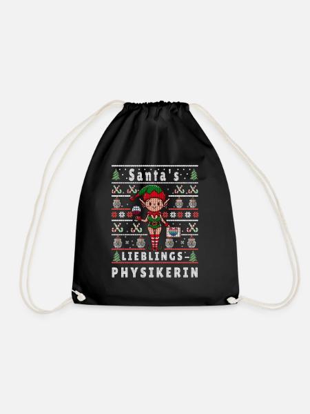 Ugly Weihnachten SANTAS LIEBLINGS Physikerin - Turnbeutel - Schwarz