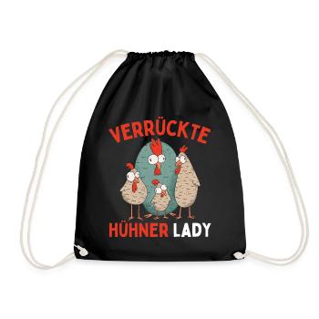 CRAZY CHICKENS LADY Funny Farmer Chickens - Drawstring Bag - black - Front