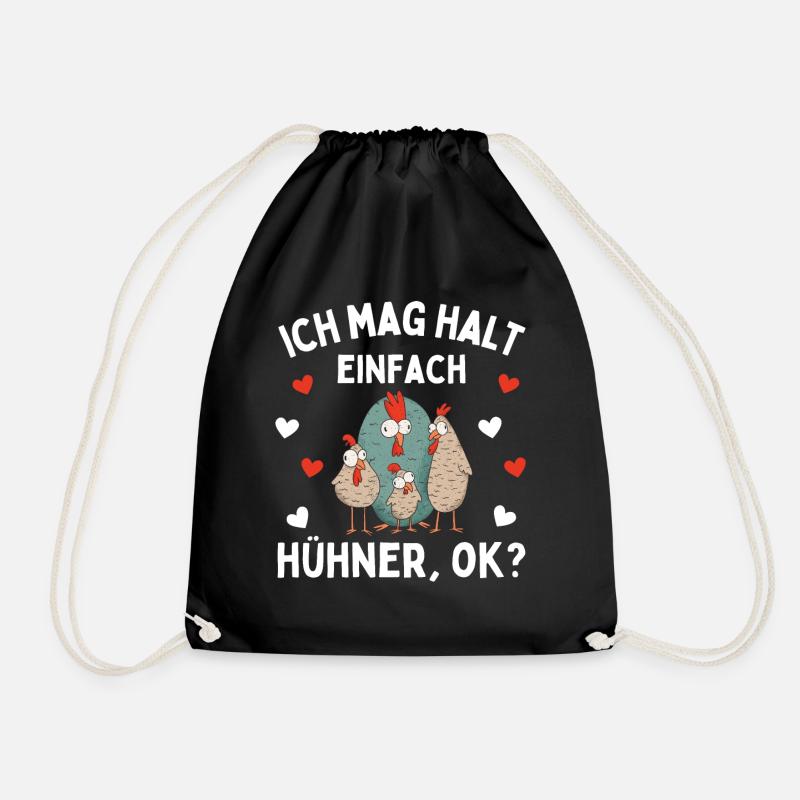 ICH MAG HALT EINFACH HÜHNER! OK? Lustiges Hühner - Turnbeutel - Schwarz