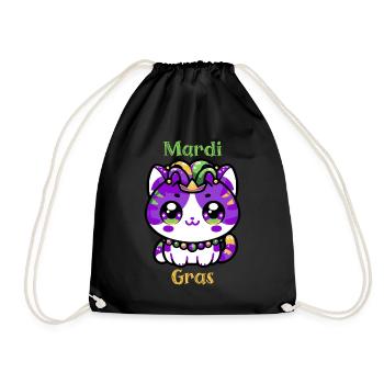 Cat Mardi Gras 2024 Kitten New Orleans - Drawstring Bag - black - Front