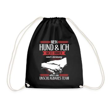 Unschlagbares Team - für Hundeliebhaber - Turnbeutel - Schwarz - Vorne