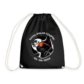 Solar Eclipse America Cat Moon Sun Space - Drawstring Bag - black - Front
