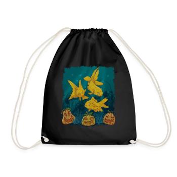 Halloween Shirt, Spooky Goblinfish Goblin - Drawstring Bag - black - Front