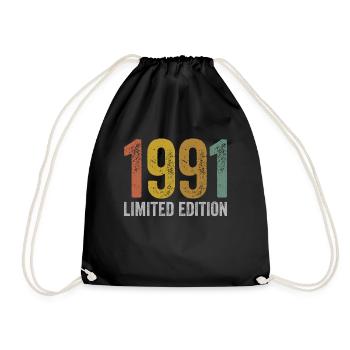Jahrgang 1991 Limited Edition Geburtstag - Turnbeutel - Schwarz - Vorne