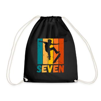 Skater Kids 7th Birthday Skateboard Boys - Drawstring Bag - black - Front