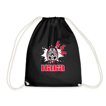 Maori Tribal Mask Haka Dance New Zealand - Drawstring Bag - black - Front