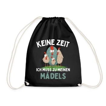 NO TIME! I HAVE TO GO TO MY GIRLS! Chickens - Drawstring Bag - black - Front