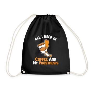 Kaffee und meine Prothese Prothese Fuß Benutzer Bein - Turnbeutel - Schwarz - Vorne