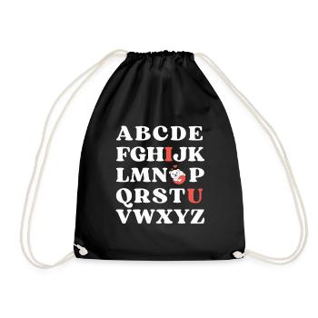 ABC I love you Kinder Eisbär Valentinstag - Turnbeutel - Schwarz - Vorne