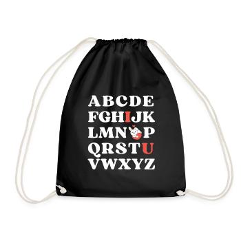 ABC I love you Kinder Hase Valentinstag - Turnbeutel - Schwarz - Vorne