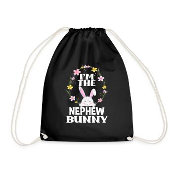 Je suis neveu lapin de Pâques Couronne florale Pâques - Sac de sport léger - noir - Devant