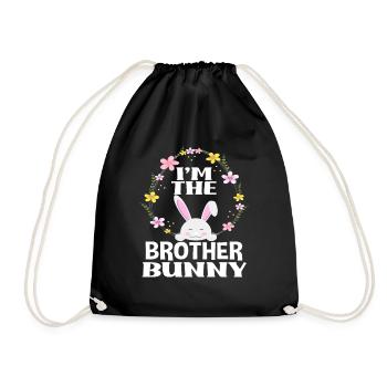 Je suis frère lapin de Pâques Couronne florale Pâques - Sac de sport léger - noir - Devant