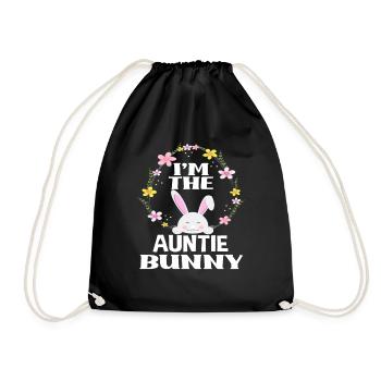 Je suis tante lapin de Pâques Couronne florale Pâques - Sac de sport léger - noir - Devant